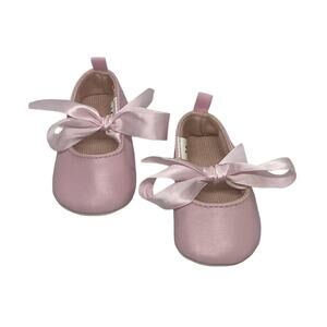 ABG Baby Girl Barbie Bubblegum Pink Ribbon Ballet Lace Up Shoes Size 3-6 Months
